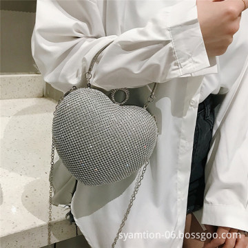 Luxury Cute Heart Shape Mini Clutch Purses Women Celebrities Rhinestone Small Diamond Crystal Evening Bag